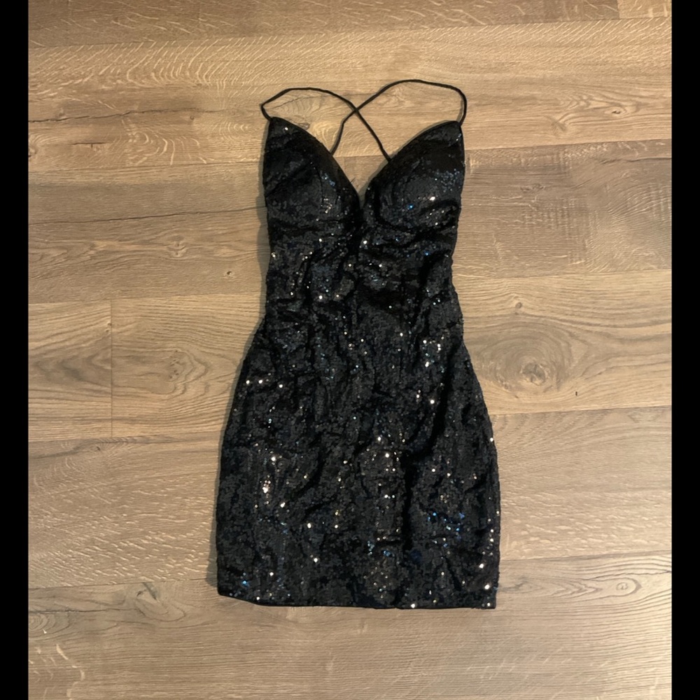 Amazon black sequin mini dress, 2, NWT!